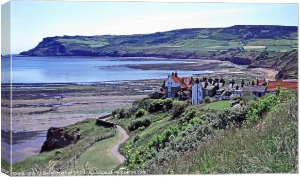 Low tide at Robin Hood's Bay Canvas Print by David Mather