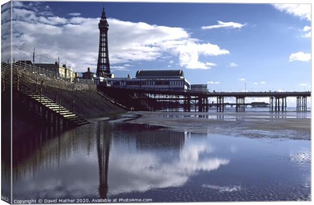 Tide's out at Blackpool Canvas Print by David Mather