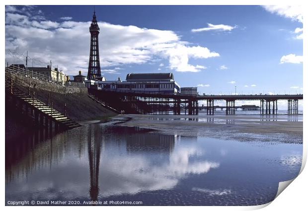 Tide's out at Blackpool Print by David Mather