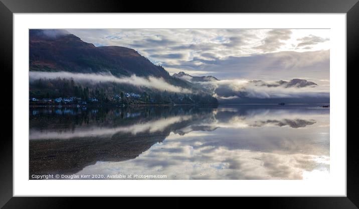Loch Goil and Lochgoilhead morning reflection. Framed Mounted Print by Douglas Kerr