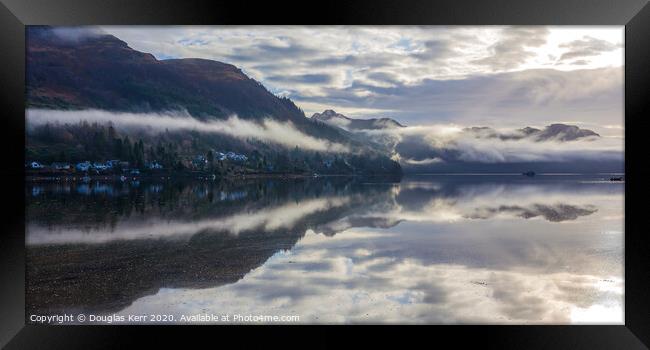 Loch Goil and Lochgoilhead morning reflection. Framed Print by Douglas Kerr