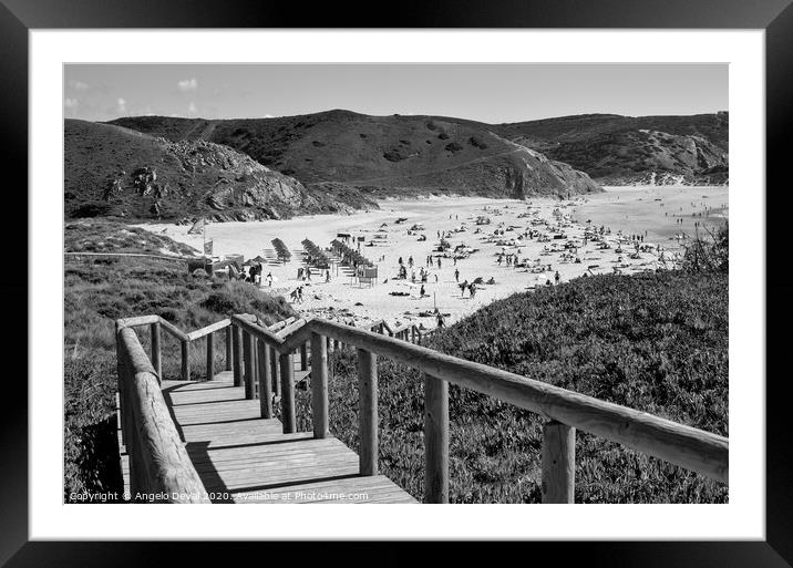Amado Beach in Monochrome Framed Mounted Print by Angelo DeVal