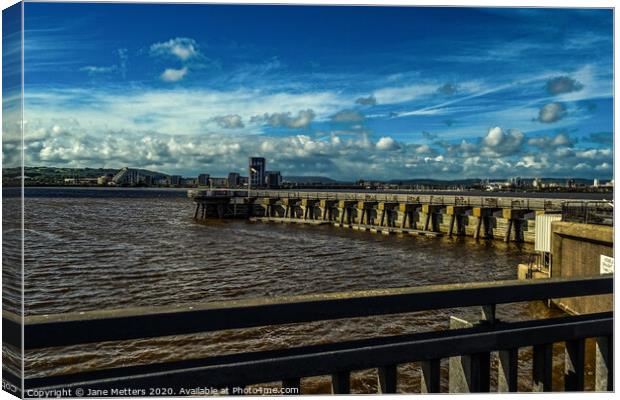 Cardiff Barrage  Canvas Print by Jane Metters