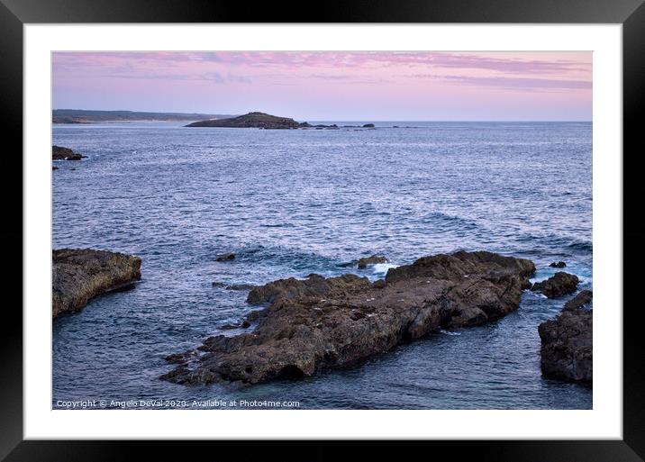 Coast and Ilha do Pessegueiro at Dusk Framed Mounted Print by Angelo DeVal