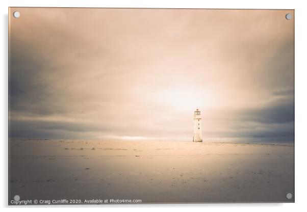Perch Rock lighthouse, The Wirral.  Acrylic by Craig Cunliffe