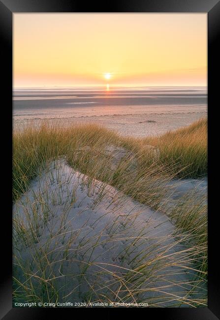 Sunset over the dunes, Formby. Framed Print by Craig Cunliffe