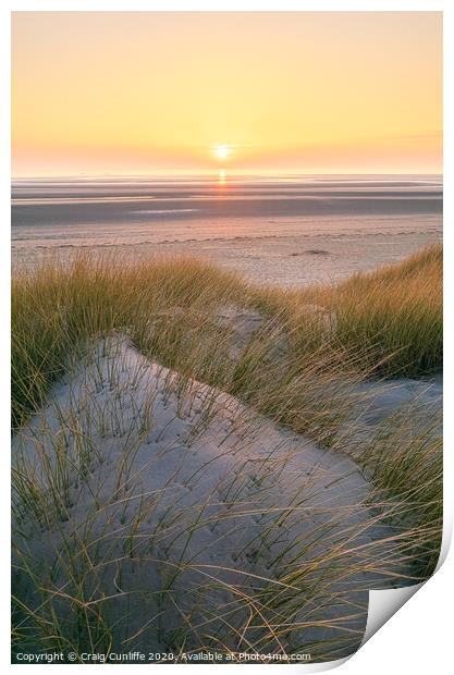 Sunset over the dunes, Formby. Print by Craig Cunliffe