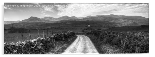 Road to Paradise - Panorama - B&W Version Acrylic by Philip Brown
