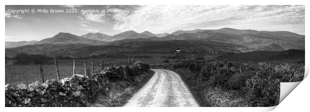 Road to Paradise - Panorama - B&W Version Print by Philip Brown