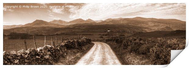 Road to Paradise - Panorama - Sepia Version Print by Philip Brown