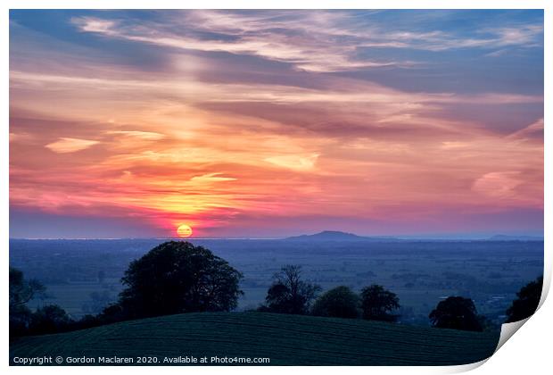 Sunset Over Somerset Print by Gordon Maclaren