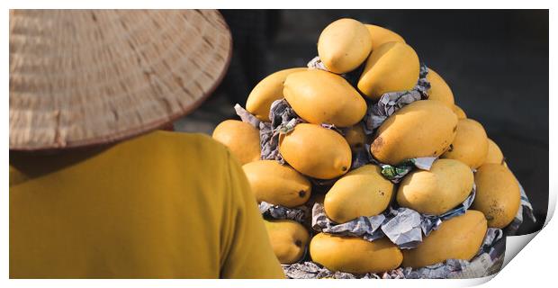 Mangoes at Market in Vietnam Print by David Bokuchava