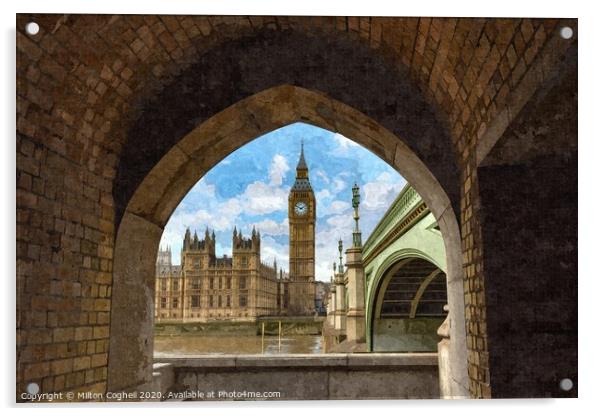 Elizabeth Tower Acrylic by Milton Cogheil