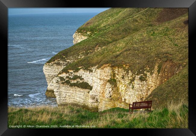 Bempton Cliffs View, North Yorkshire Coast Framed Print by Alison Chambers