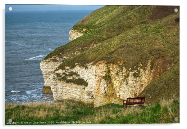 Bempton Cliffs View, North Yorkshire Coast Acrylic by Alison Chambers