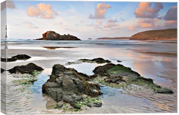 Across the beach (Perranporth) Canvas Print by Andrew Ray