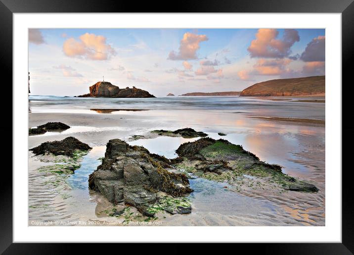 Across the beach (Perranporth) Framed Mounted Print by Andrew Ray