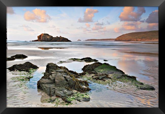Across the beach (Perranporth) Framed Print by Andrew Ray