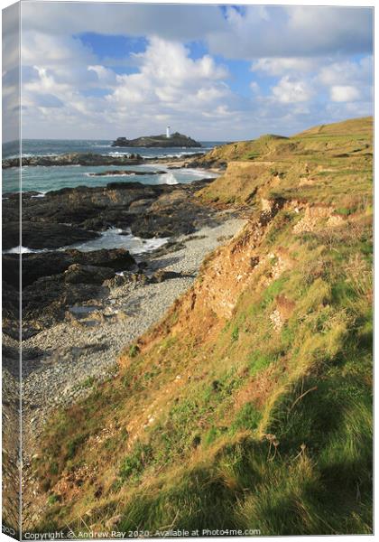 Godrevy cliffs Canvas Print by Andrew Ray