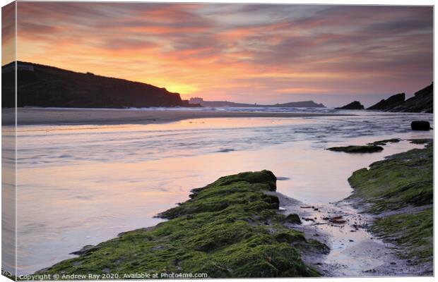 Porth Sunset Canvas Print by Andrew Ray
