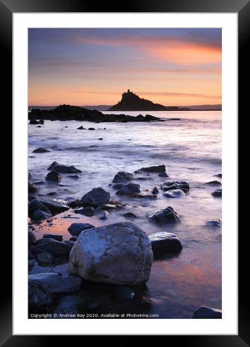 Sunset at Mounts Bay Framed Mounted Print by Andrew Ray