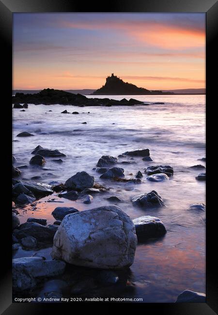Sunset at Mounts Bay Framed Print by Andrew Ray