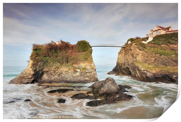 High tide (Newquay Island) Print by Andrew Ray