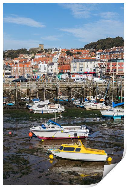 Colourful boats in Scarborough harbour Print by Jason Wells