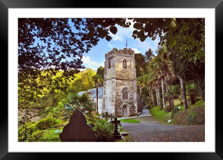 St Just in Roseland Church Framed Mounted Print by Chris Harris