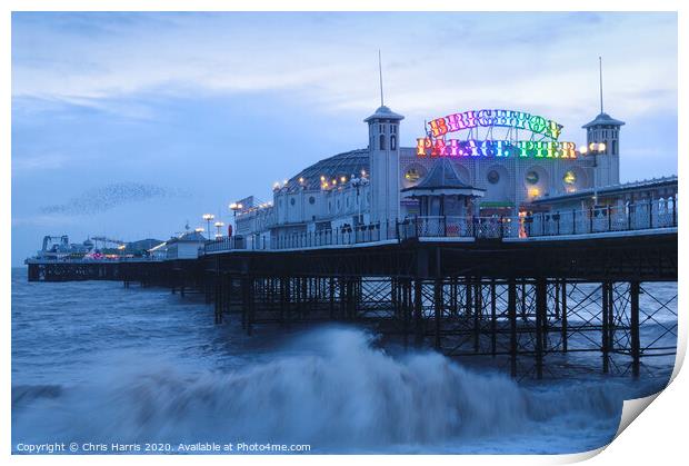 Brighton Pier at dusk Print by Chris Harris