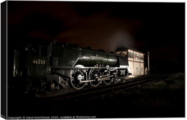 Waiting to cross the border with steam locomotive  Canvas Print by Daryl Peter Hutchinson