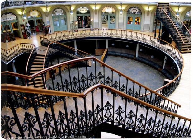 Stairs in the Corn Exchange at Leeds in Yorkshire. Canvas Print by john hill