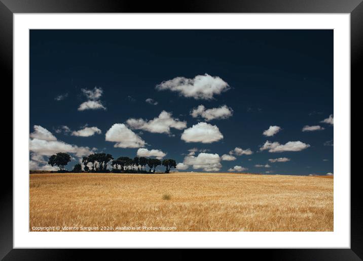 Cereal fields and clouds Framed Mounted Print by Vicente Sargues