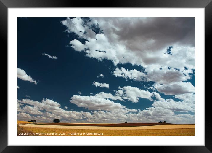 Cloudscape on fields Framed Mounted Print by Vicente Sargues