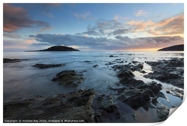 Looe Island sunset Print by Andrew Ray