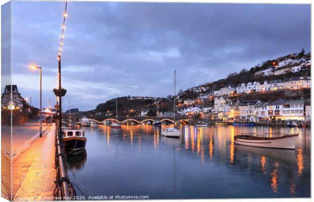 Looe River twilight Canvas Print by Andrew Ray