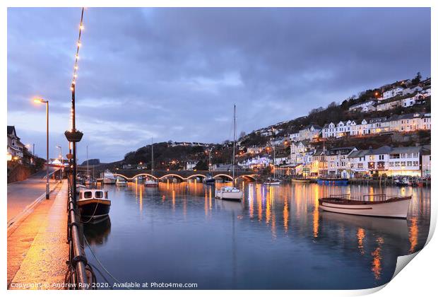 Looe River twilight Print by Andrew Ray