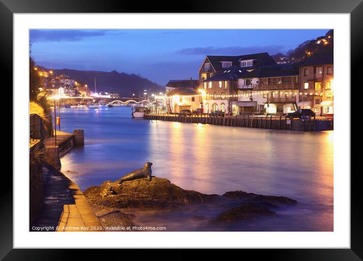 Looe at twilight Framed Mounted Print by Andrew Ray