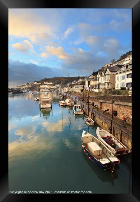 Sunrise reflected (Looe) Framed Print by Andrew Ray