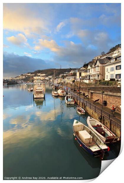 Sunrise reflected (Looe) Print by Andrew Ray