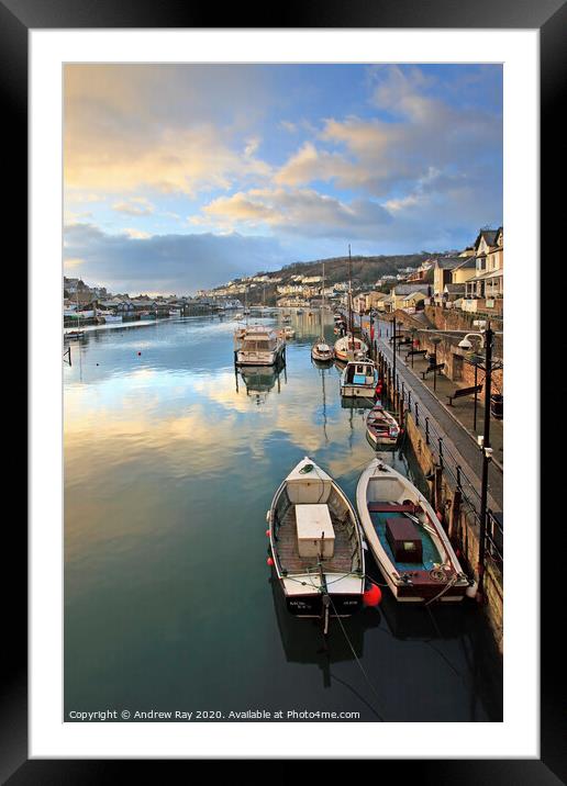 Reflections of sunrise (Looe) Framed Mounted Print by Andrew Ray