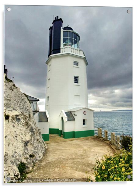 St Anthony's Lighthouse Cornwall Acrylic by Jim Key