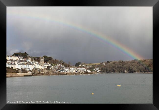 Rainbow over Fowey Framed Print by Andrew Ray