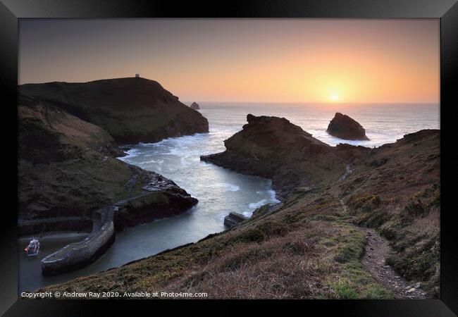 Boscastle sunset Framed Print by Andrew Ray