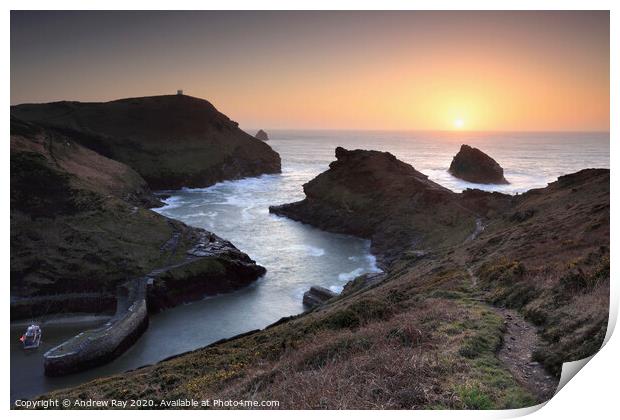 Boscastle sunset Print by Andrew Ray