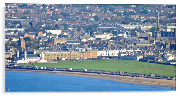 A view of Ayr town from afar Acrylic by Allan Durward Photography