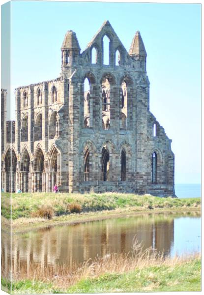 Whitby Abbey Ruins and reflection Canvas Print by Fiona Williams