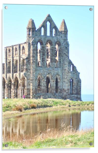 Whitby Abbey Ruins and reflection Acrylic by Fiona Williams