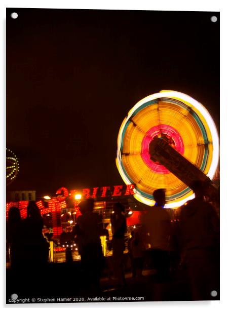 Dazzling Nighttime Fairground Fun Acrylic by Stephen Hamer