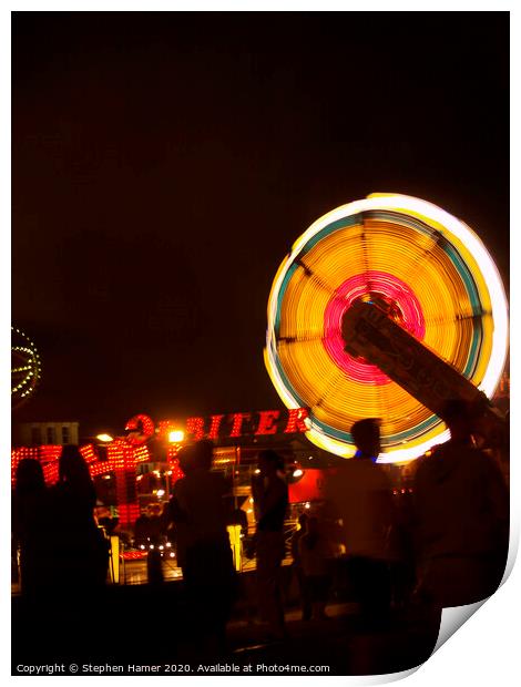 Dazzling Nighttime Fairground Fun Print by Stephen Hamer